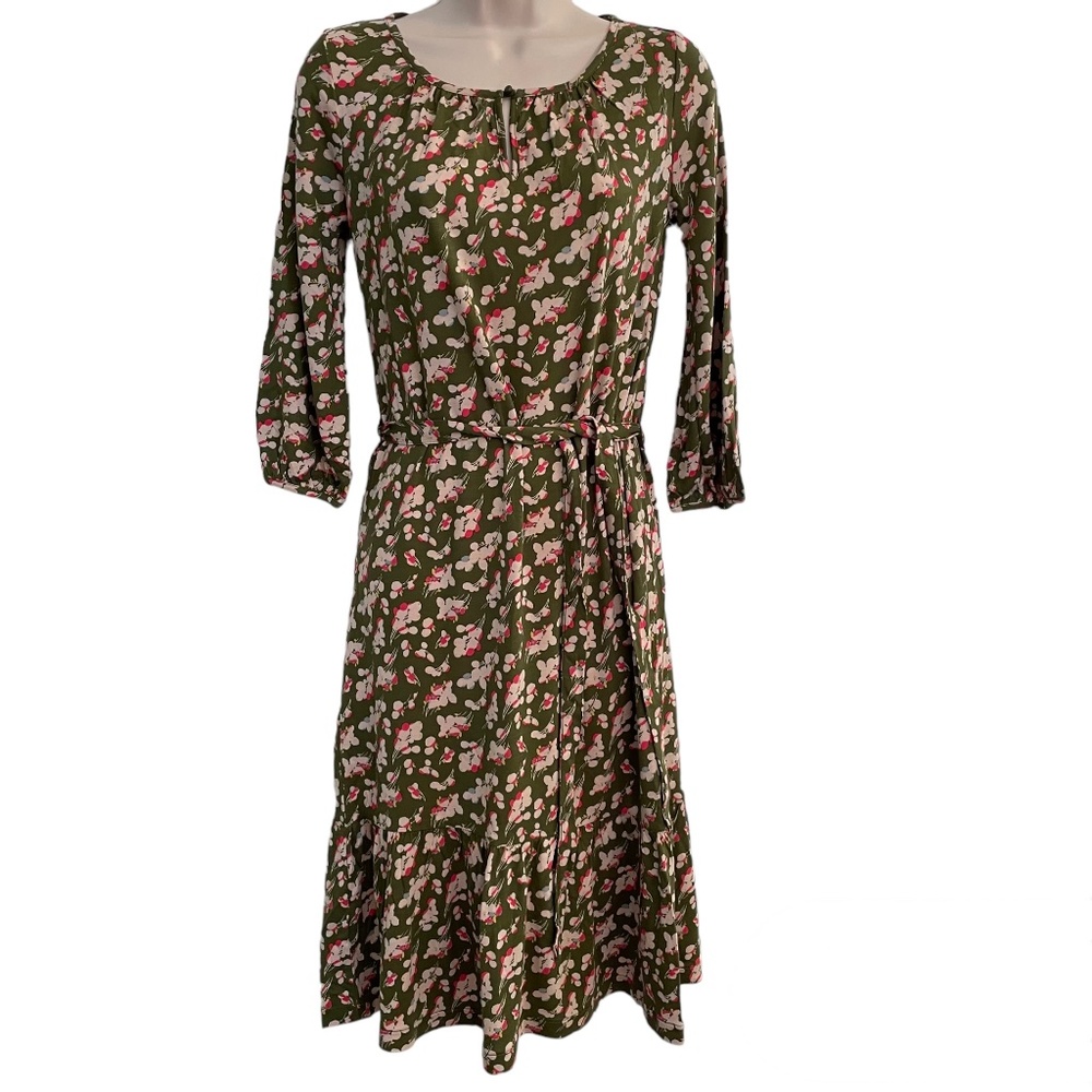 Boden Portobello Dress Olive Green/Pink 2